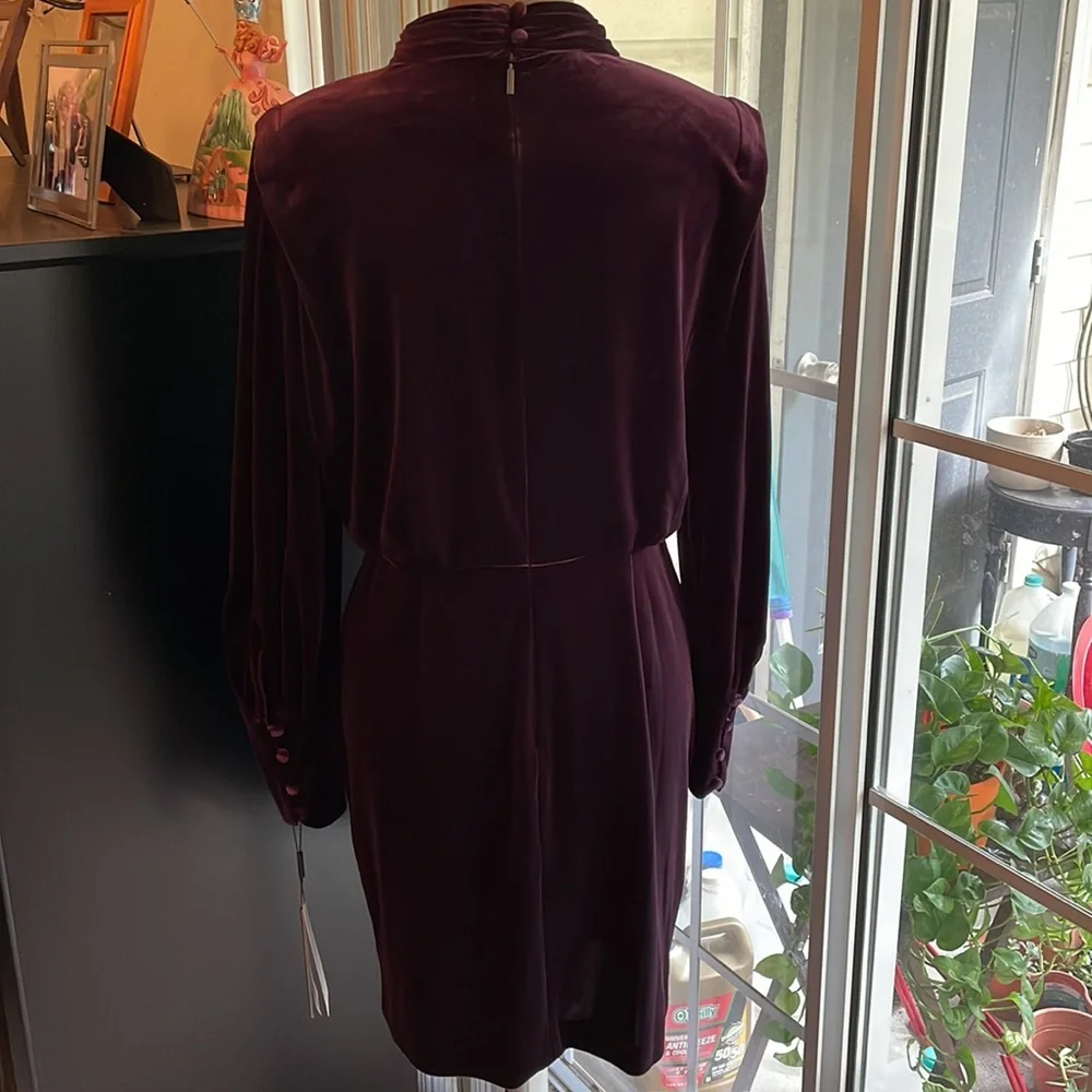 NWT KARL LAGERFELD PARIS Velvet Mock Neck Dress - Picture 6 of 15